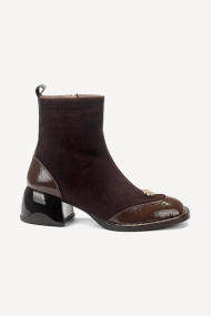 Suede μποτάκια με μεσαίο τακούνι MGZ-90-10425 - καφέ